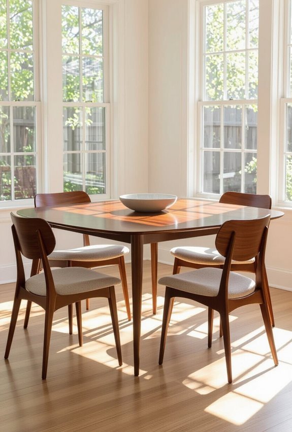 teak sculptural pedestal dining