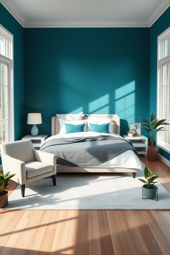 teal blue walls enhance design