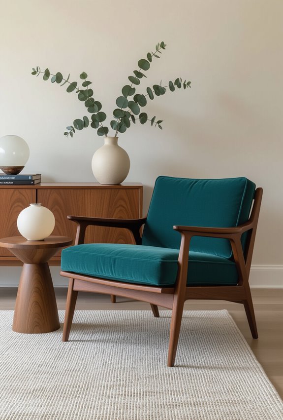 teal walnut mid century warmth