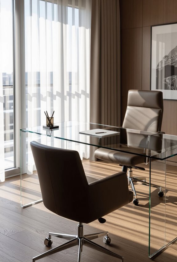 tempered glass desk with cable management