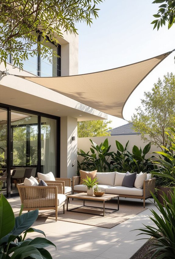 tensioned uv resistant shade sails