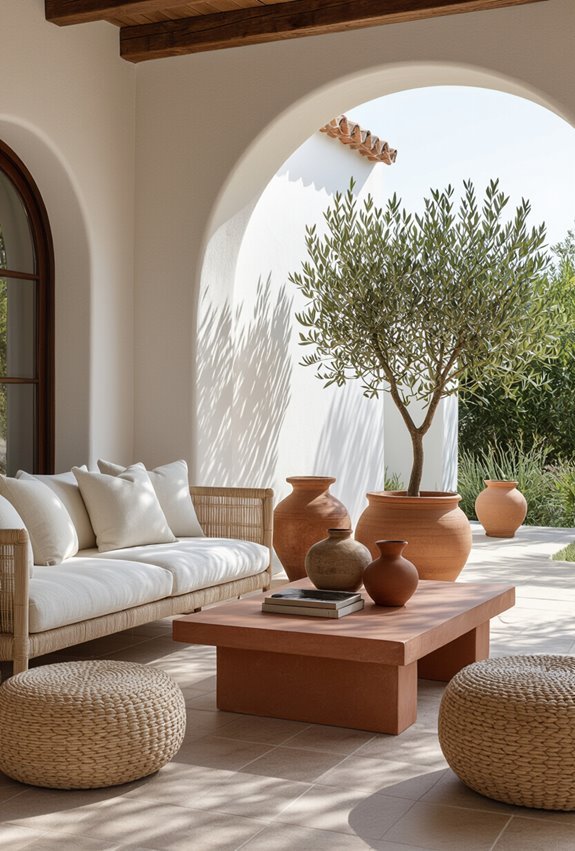 terracotta mosaic sunlit patio