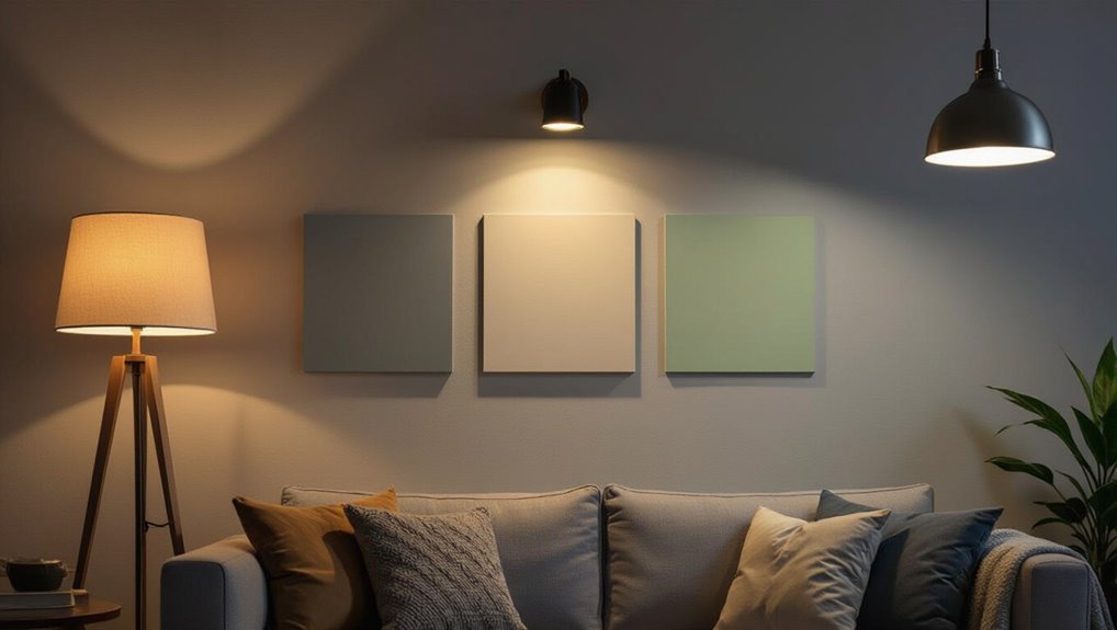 test paint under artificial light
