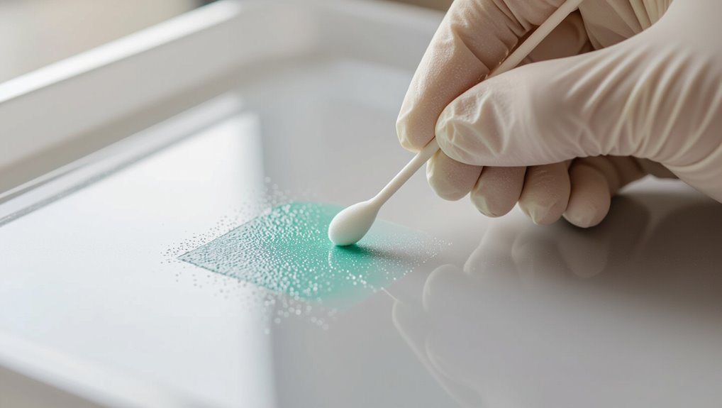 test solvents on inconspicuous areas