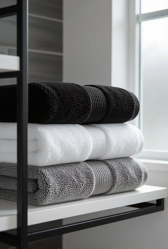 texture contrast monogrammed monochrome towels