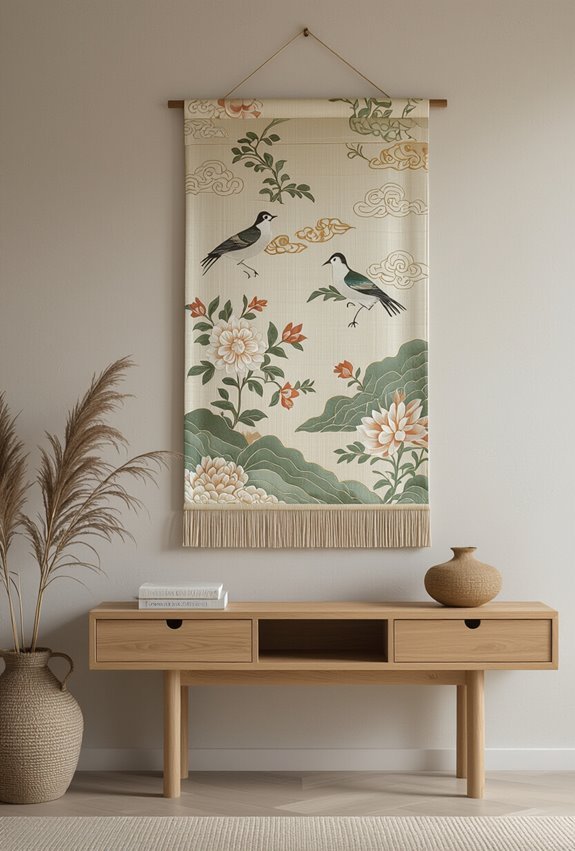textured asian silk brocade hangings