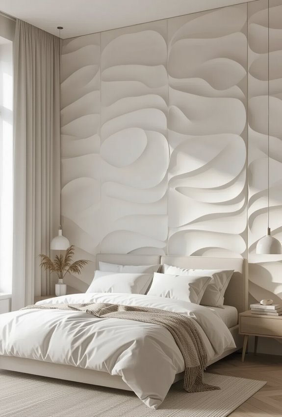textured backlit floating shelves