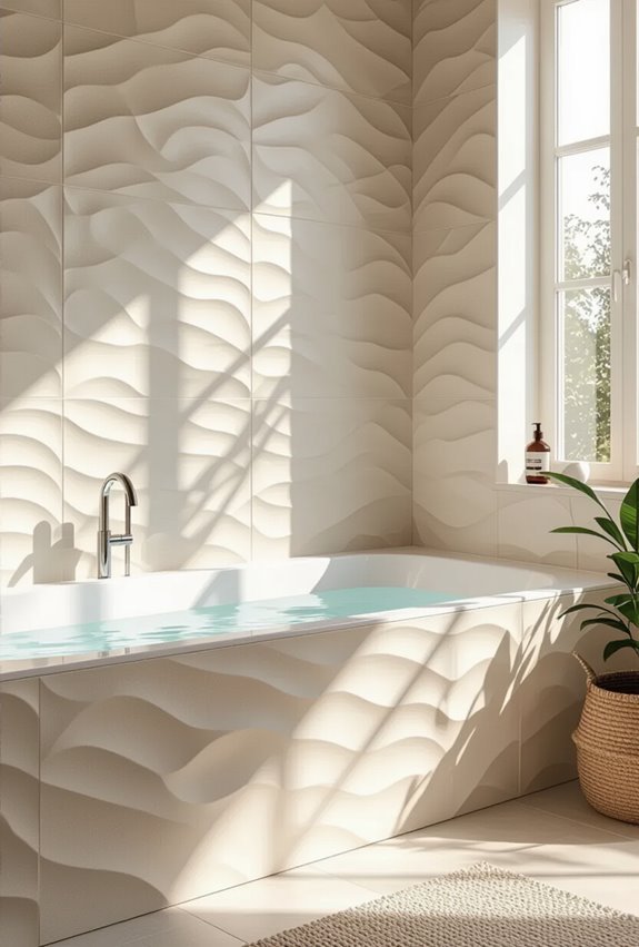 textured bas relief sculptural tiles