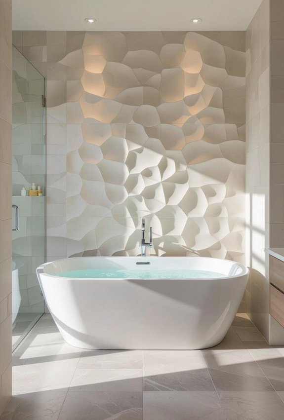 textured bathtub shower focal point