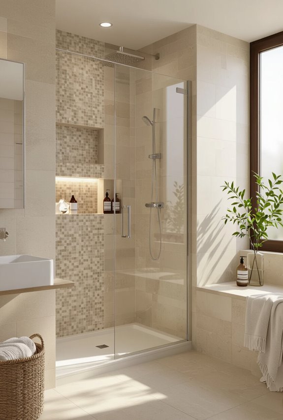 textured beige tile layering