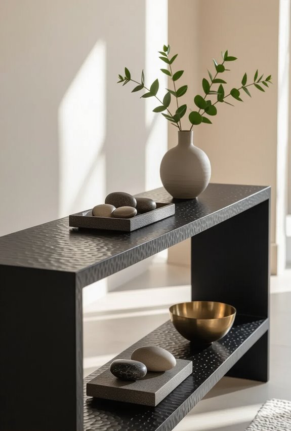 textured black console table finishes