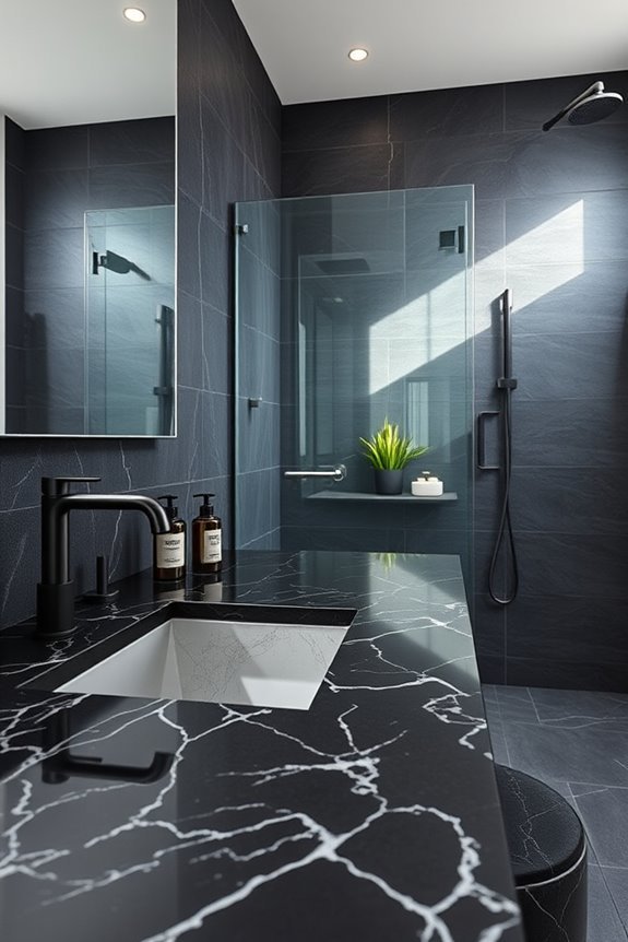 textured black granite elegance