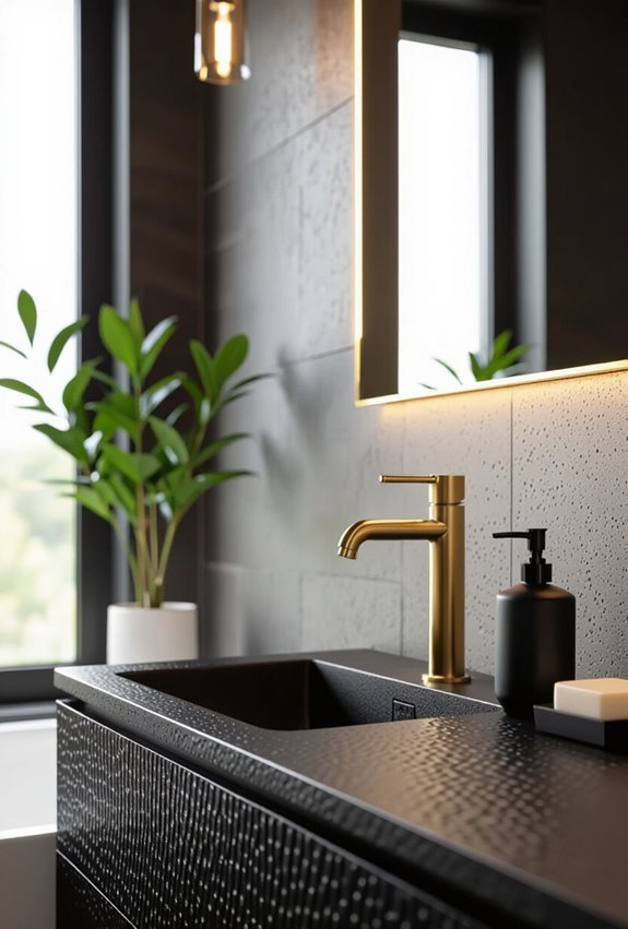 textured black polished gold