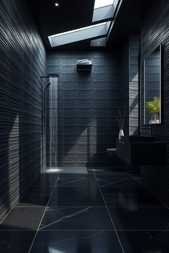 textured black wall panels