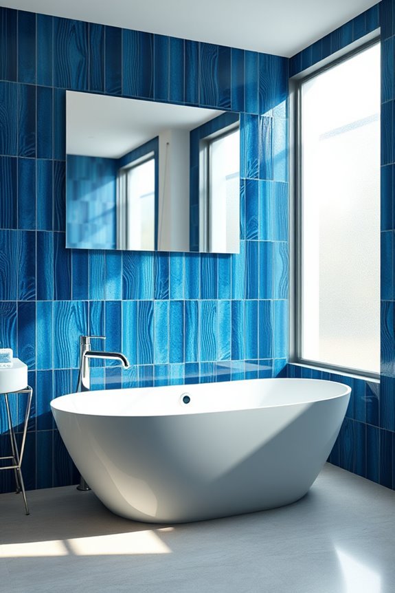 textured blue vertical tiles