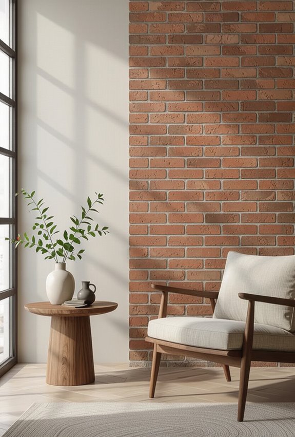 textured brick with acoustic plaster