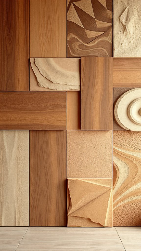 textured brown wall panels