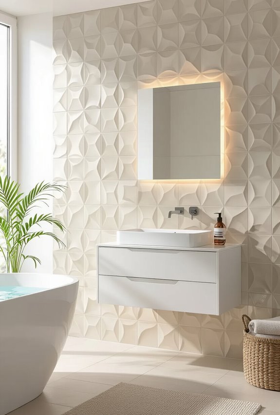 textured ceramic tiles add depth
