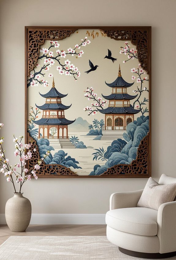 textured chinoiserie mixed media fusion