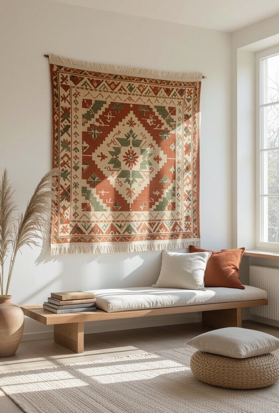 textured colorful fabric wall art