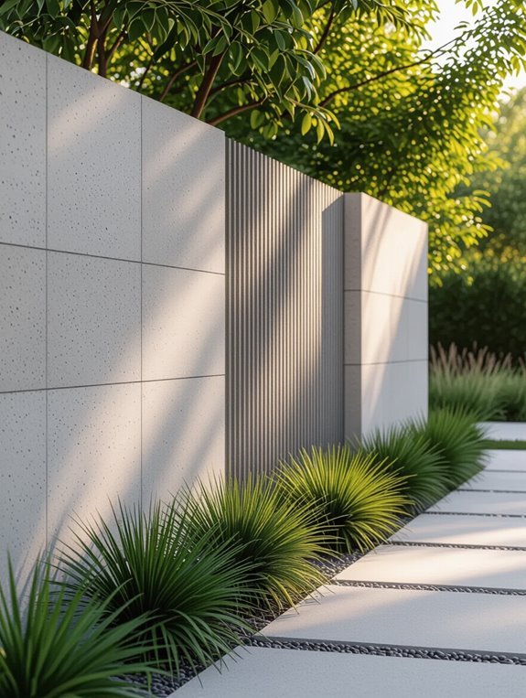 textured concrete fences