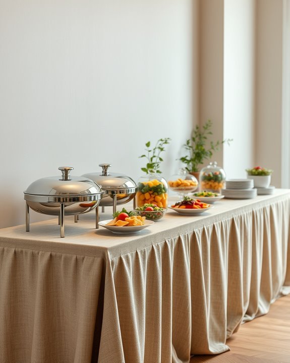 textured fabric buffet table