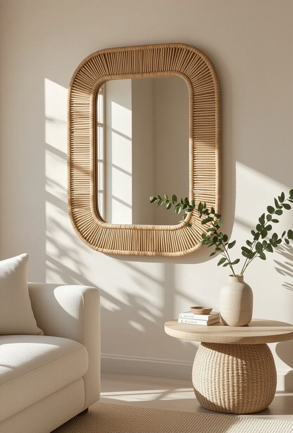 textured framed mirrors enhance depth