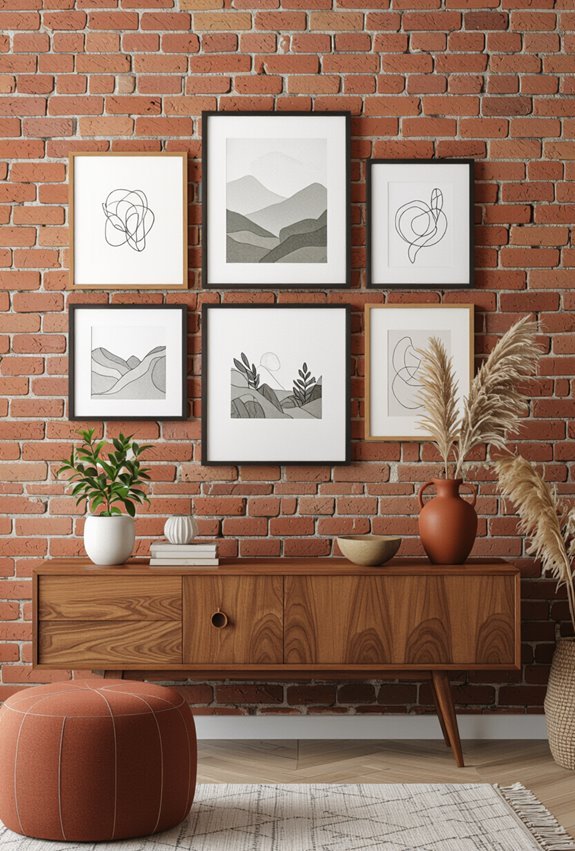 textured frames highlight artwork
