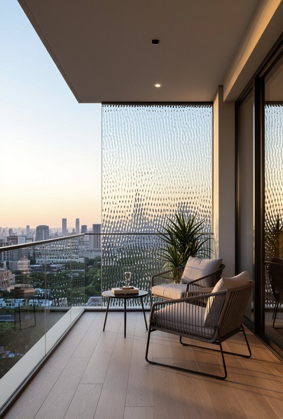 textured glass enhances balcony ambiance