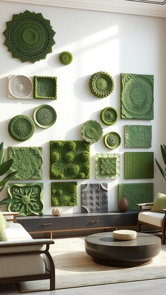 textured green wall decor
