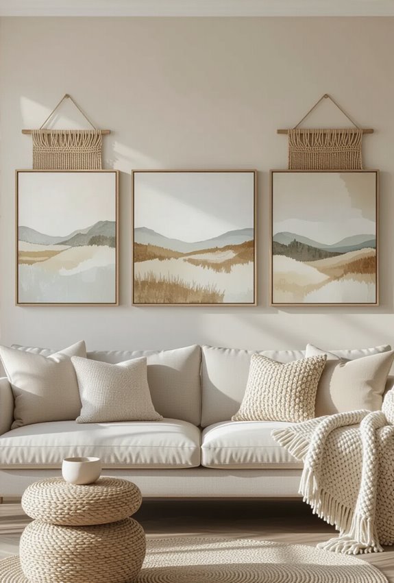 textured hangings enhance paintings