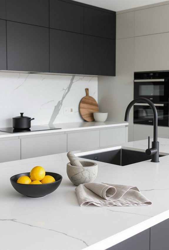 textured luxe monochrome kitchen