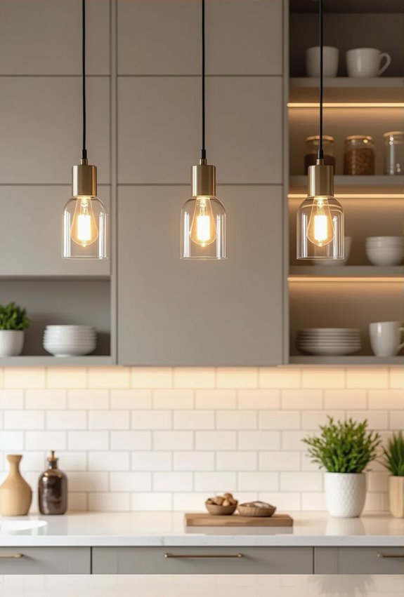 textured mini pendants for backsplash