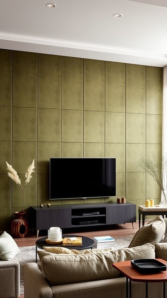 textured olive green panels