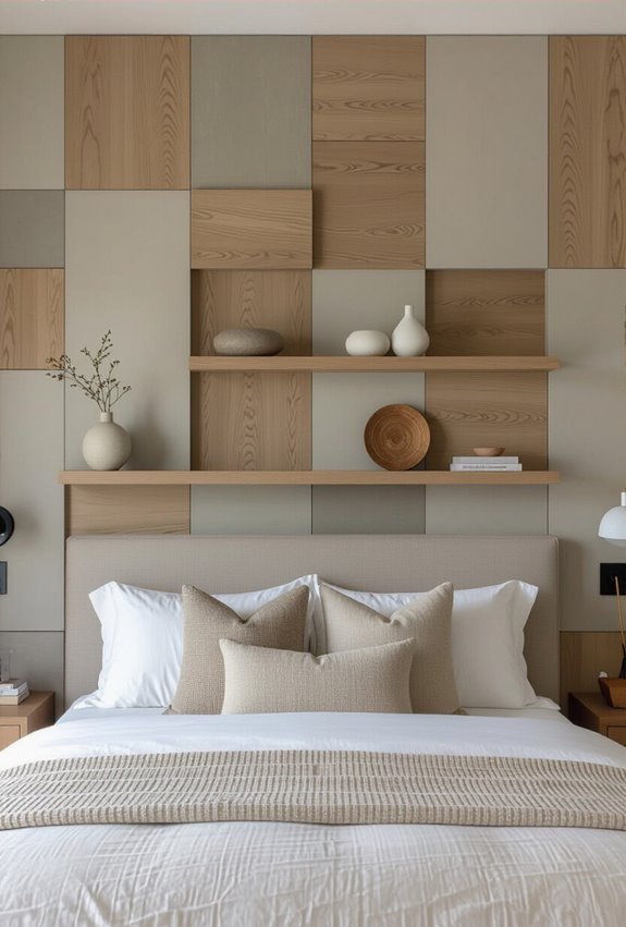 textured panels and shelving