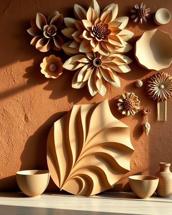 textured paper mache sculptures