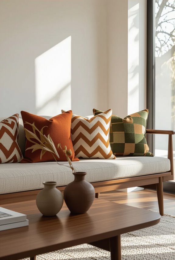 textured pillows geometric prints