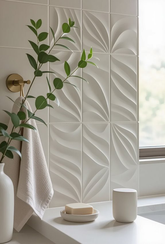 textured sculptural bathroom tile