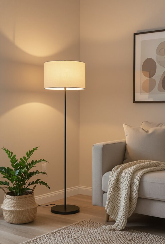 textured shade corner floor lamp