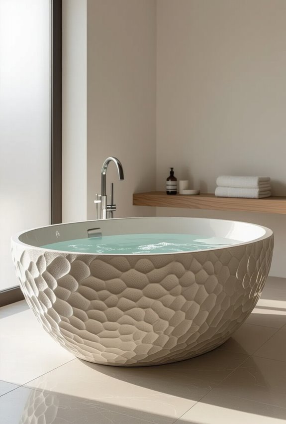 textured tactile pebble soaked tubs