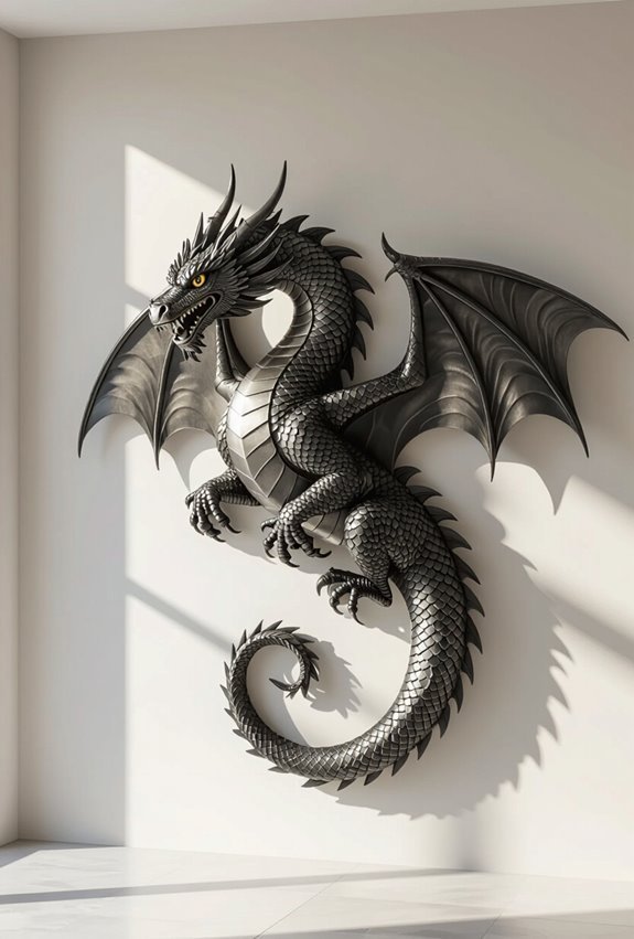 textured three dimensional dragon relief