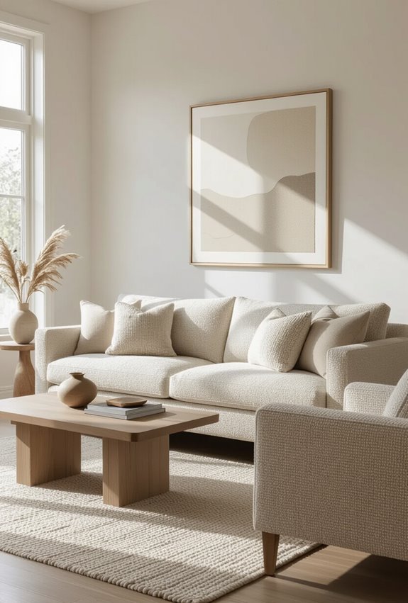 textured three piece boucl upholstery
