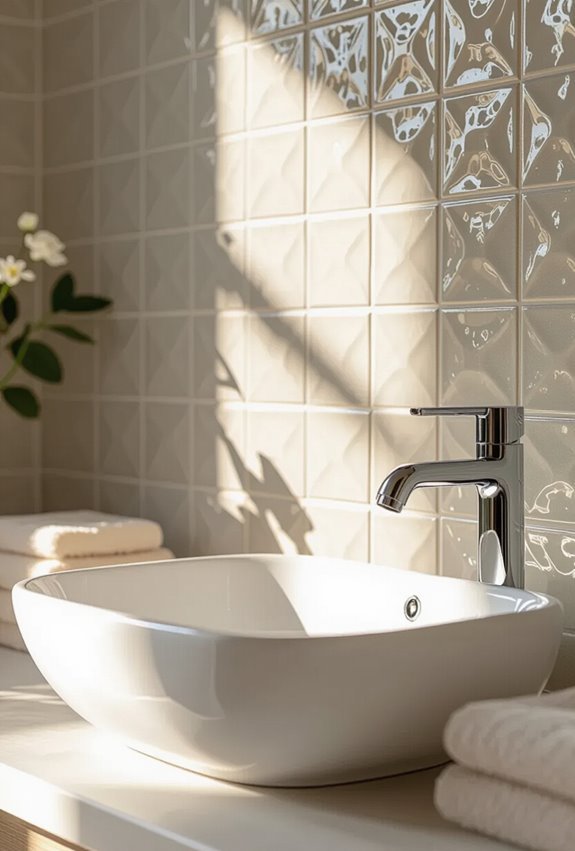 textured tiles add depth
