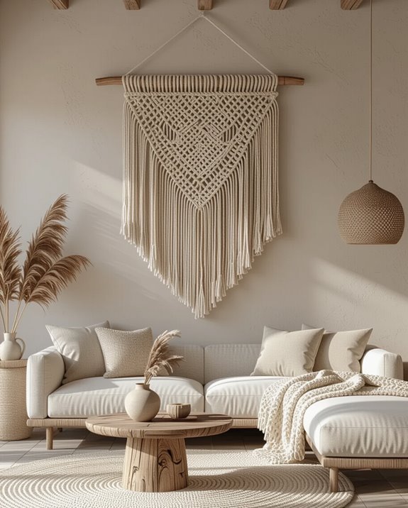 textured wall hangings enhance decor