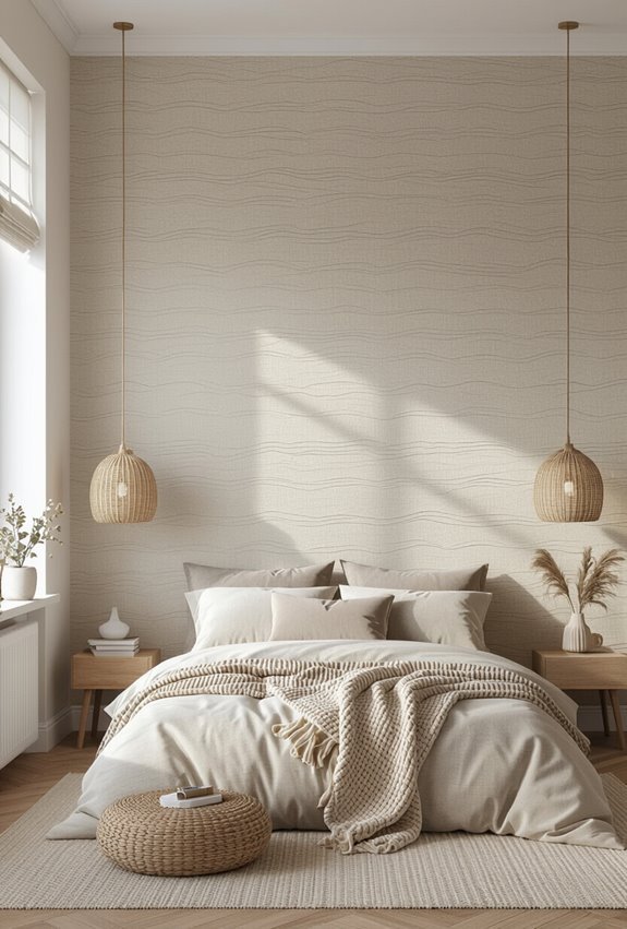 textured wallpaper adds warmth