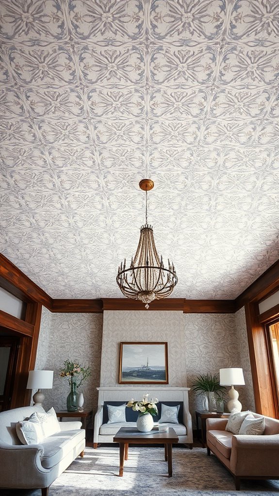 textured wallpapered ceilings design