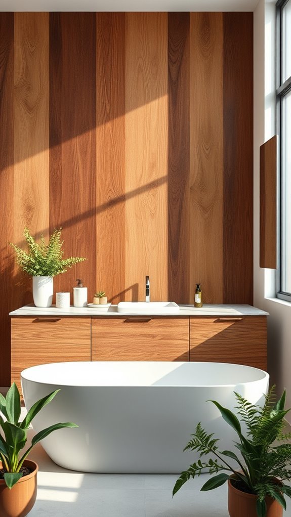 textured wood bathroom decor