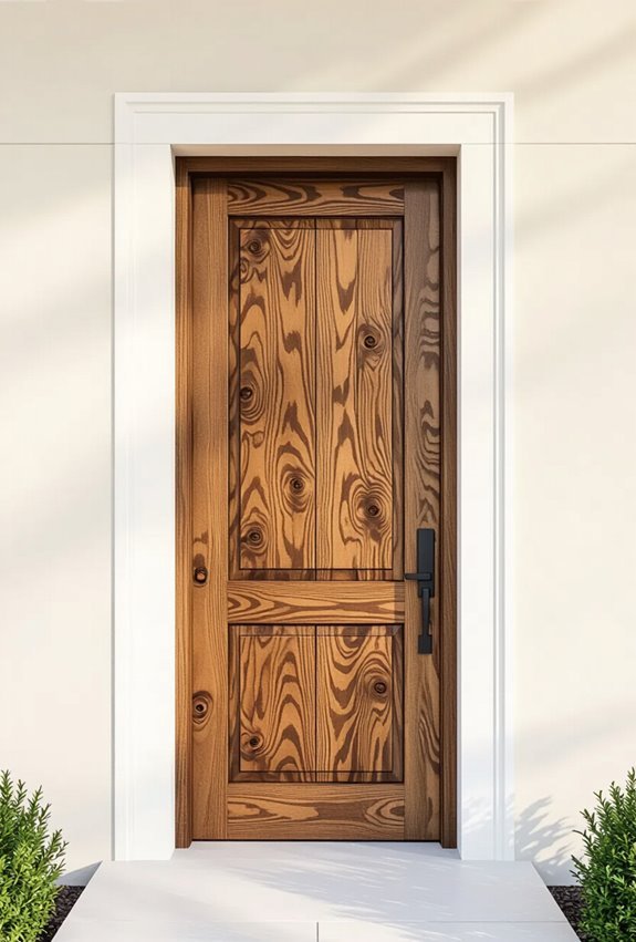 textured wooden doors enhance depth