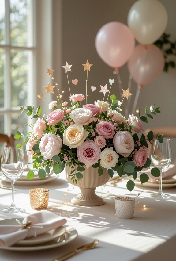 themed balanced personalized table centerpieces
