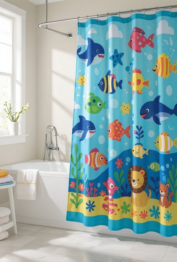 themed playful shower curtains